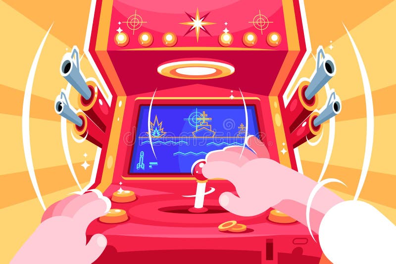 Gamer che gioca il video gioco della galleria di battaglia di mare royalty illustrazione gratis Gamer che gioca il video gioco della galleria di battaglia di mare royalty illustrazione gratis