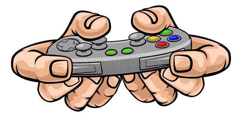 Gamer-Hand, die Video-Spiel-Gamecontroller hält stock abbildung
