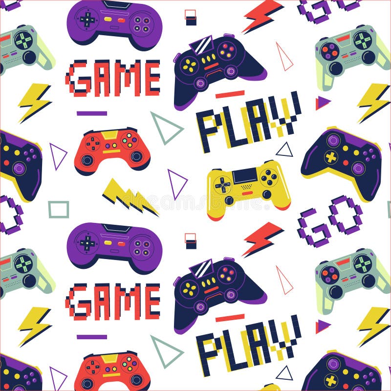 Premium Vector  Gamer poster let's play concept white gamepad and