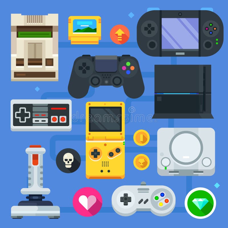 Gamersymbolsuppsättningen stock illustrationer Gamersymbolsuppsättningen stock illustrationer