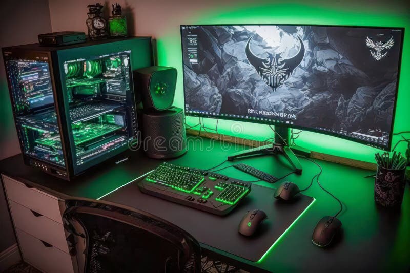 Games Room Illuminated with Leds. Created with Generative AI Technology