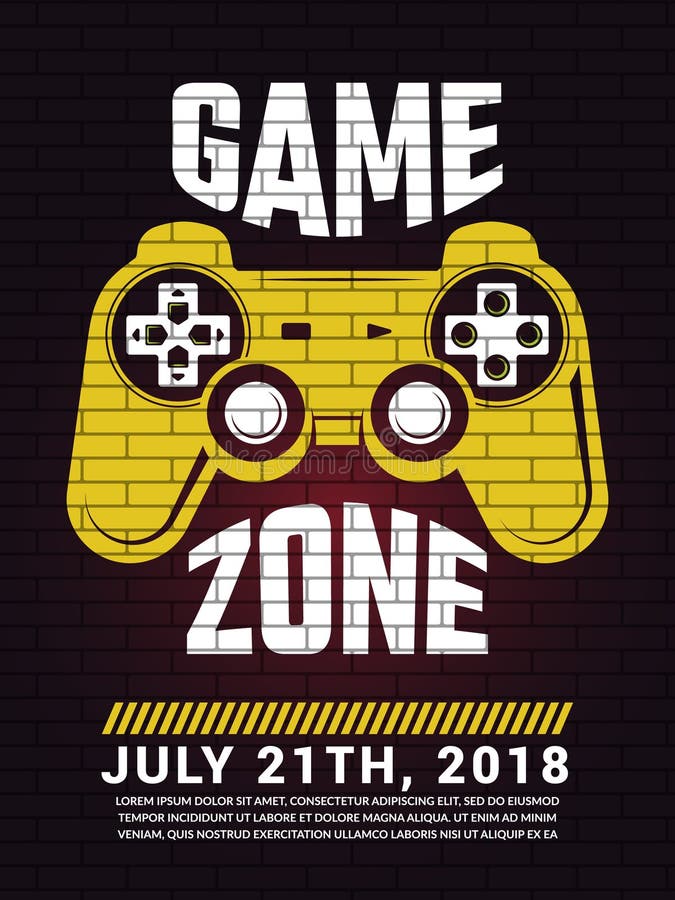 Gamer zone sign vector illustration with game controller icon and