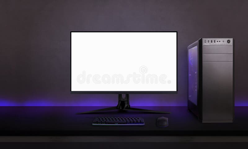 Desk With Gaming Setup Display With Isolated Screen For Mockup, setup gaming