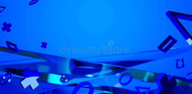 Gaming geometry button icon floating on background, 3d illustration rendering, abstract of wallpaper for gamer