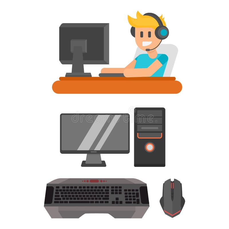 Cartoon gaming accessories professional gamer Vector Image