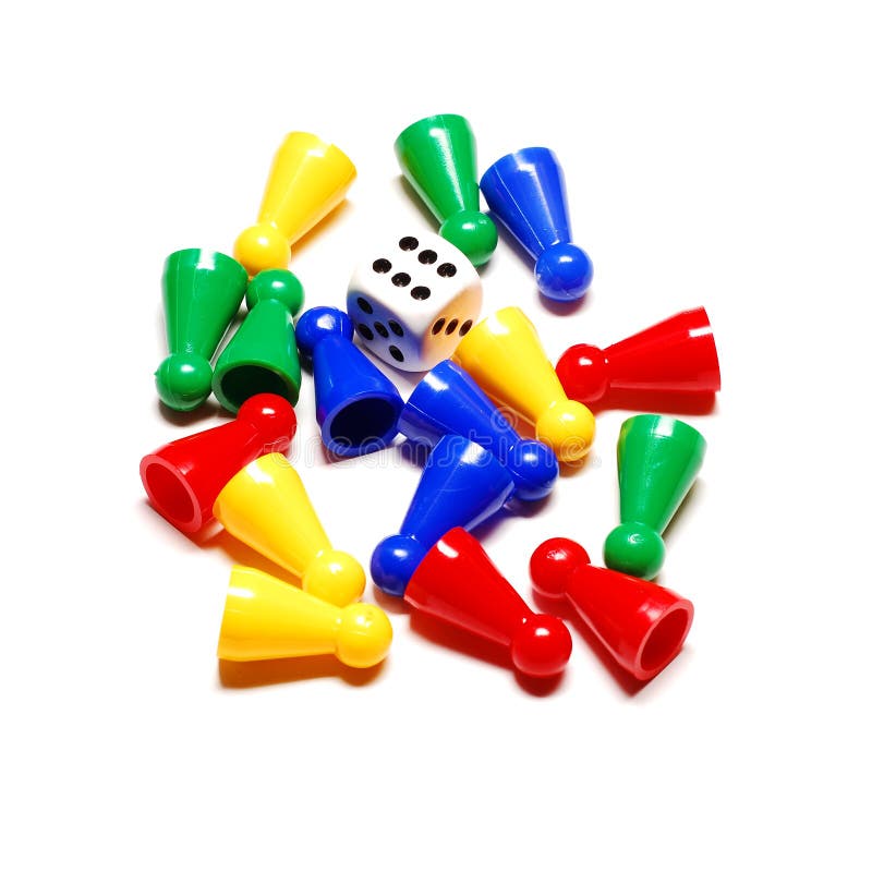 Colored Board Game Pieces Isolated on White Stock Image Image of