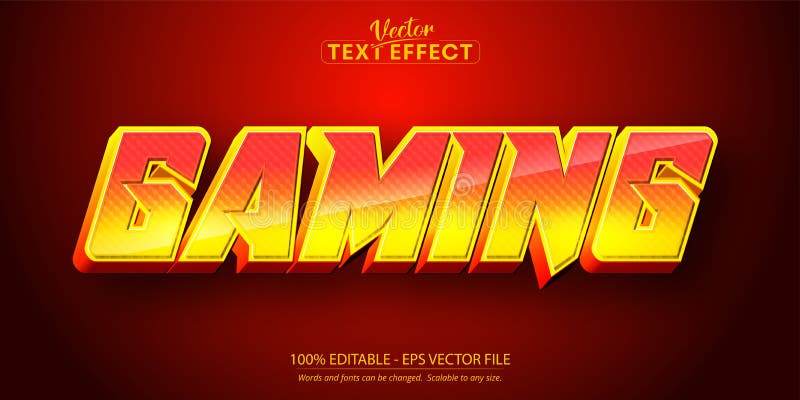 Gaming text, cartoon style editable text effect stock illustration