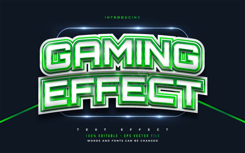 Gaming Text in White and Green with 3D Effect. Editable Text Style Effect vector illustration