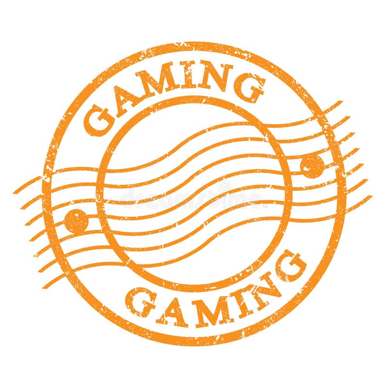 GAMING, text written on orange postal stamp royalty free illustration.