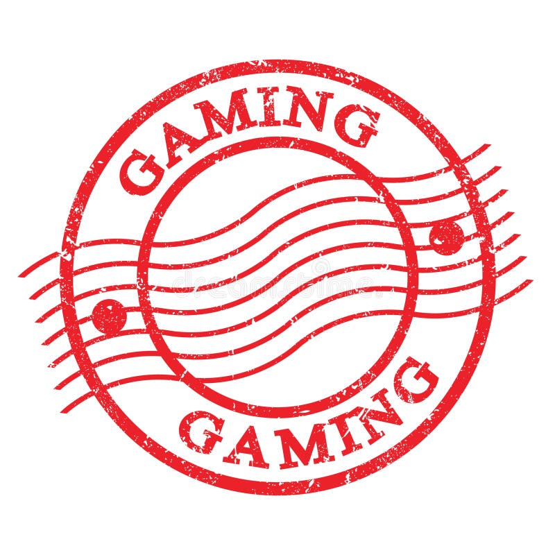 GAMING, text written on red postal stamp vector illustration