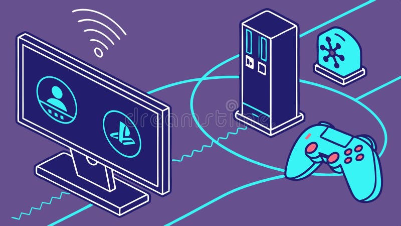 Isometric computer and gamepad for gaming themes vector design Generative AI stock illustration
