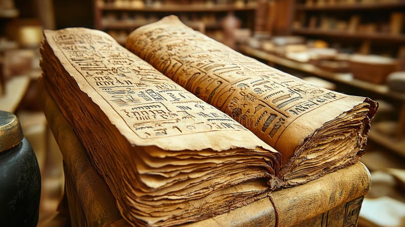 Gamla rullar med text och religiösa hymner historisk vetenskap och upptäcktningskoncept vektor illustrationer