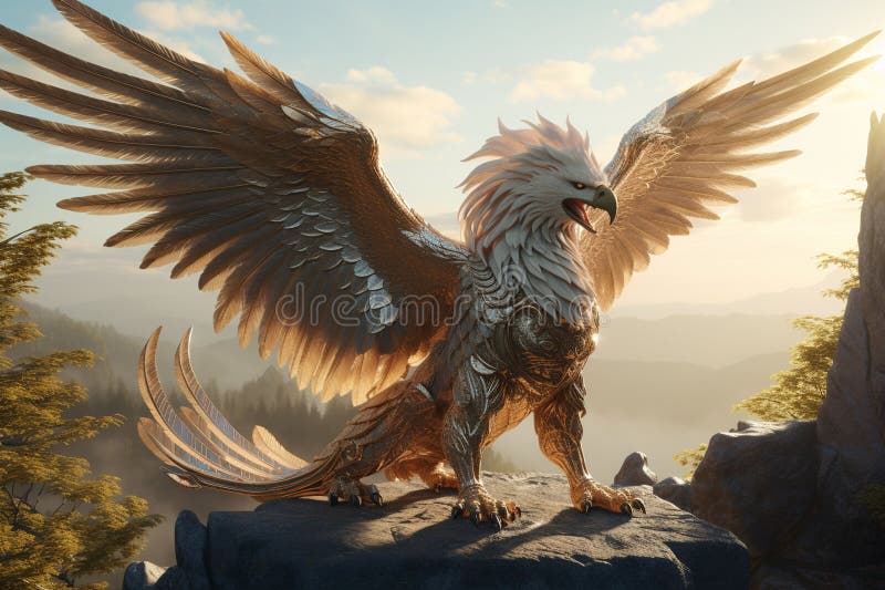 Gamla skildringar av härjat och mytiskt griffin stock illustrationer