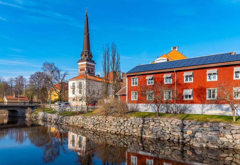 Gamla stan quarter and cathedral in Vasteras, Sweden