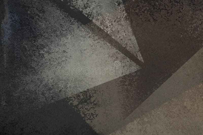 Gammal bekymrad svart bakgrundsdesign med urblekt grungetextur i abstrakta triangelformer av vit och grå färger vektor illustrationer