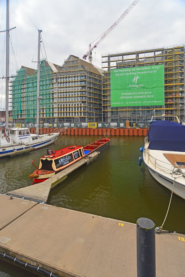 Gammal hamnkanal på den gamla staden, Gdansk, Polen royaltyfria bilder Gammal hamnkanal på den gamla staden, Gdansk, Polen royaltyfria bilder