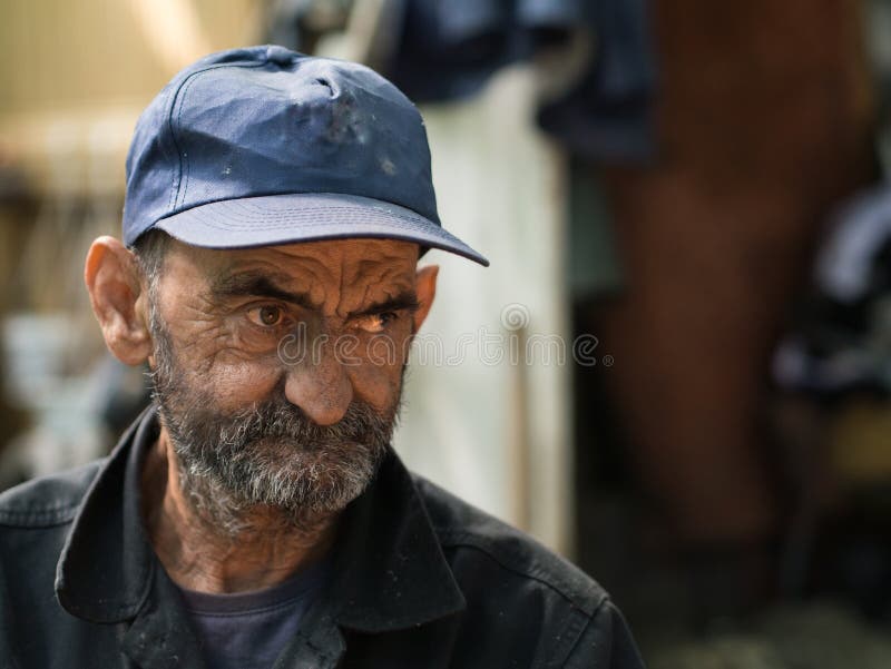 Sad old homeless man portrait. Sad old homeless man portrait