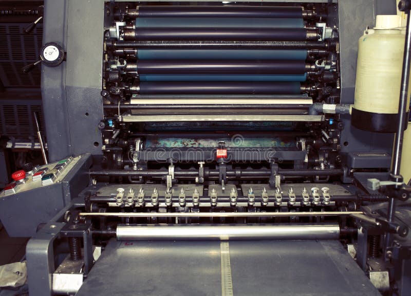 Gammal printingmaskin i typografi
