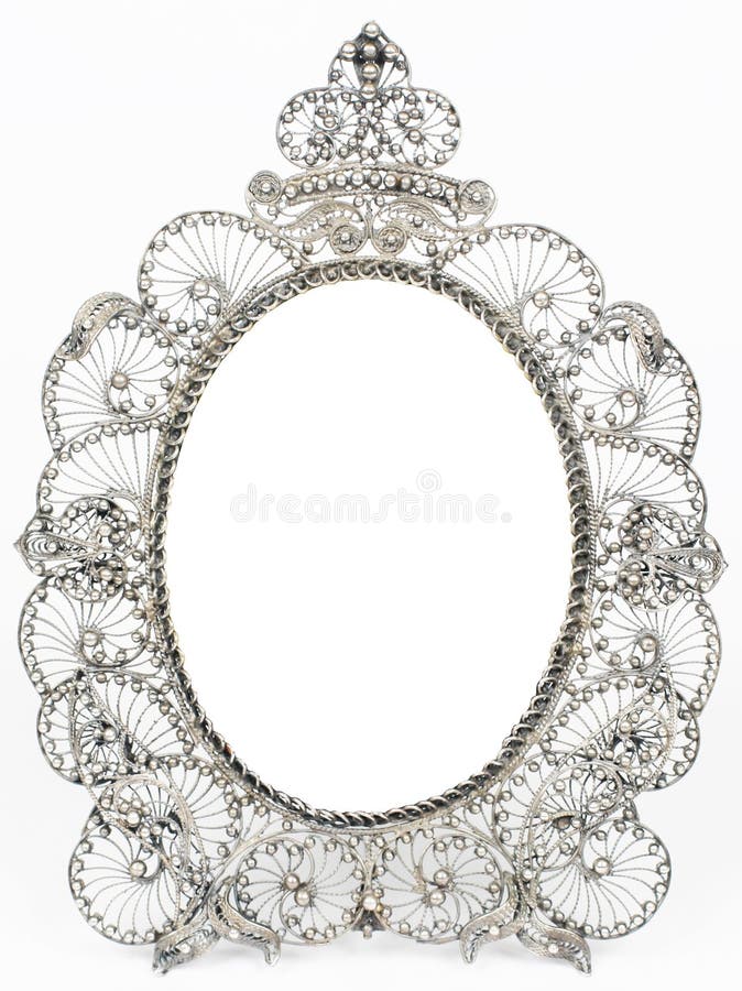 Old antique silver frame over white background. Old antique silver frame over white background