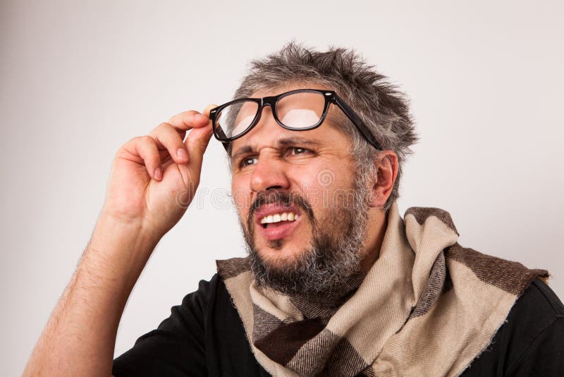 Gammal vresig blind man arkivfoto Gammal vresig blind man arkivfoto