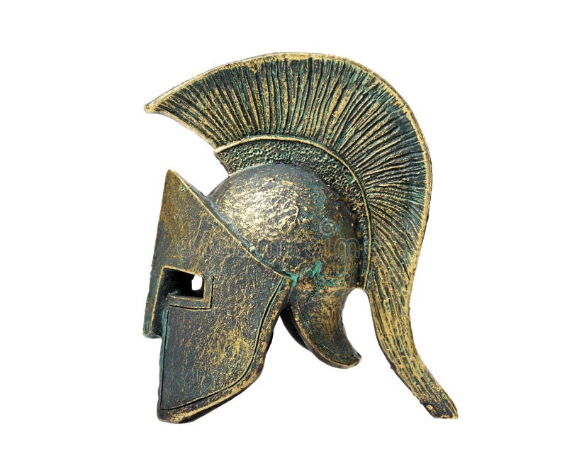 Gammalgrekiska Spartan Helmet arkivbilder