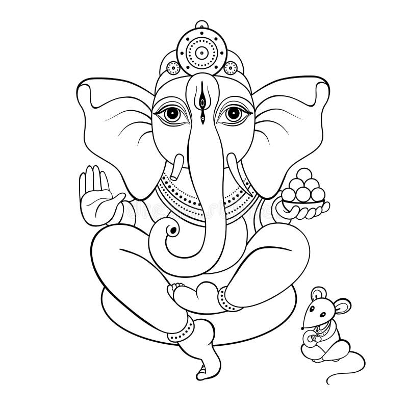 Ganapati Meditation in Lotus Pose Stock Illustration - Illustration of ...