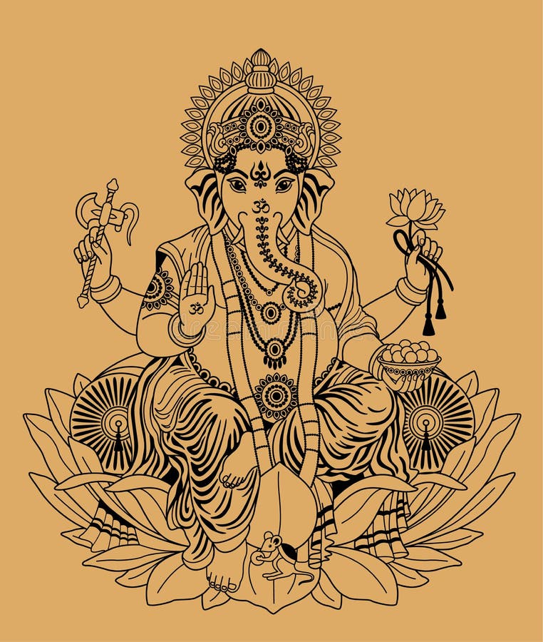 Indian god Ganesha on a beige background