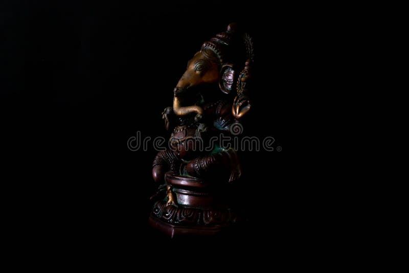 Ganesha Metal Alloy Statue on Black Background Stock Photo - Image of  decoration, luck: 137652790