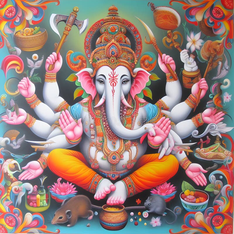 Ganesha S Embrace: a Tapestry of Spiritual Beauty Editorial Photo 