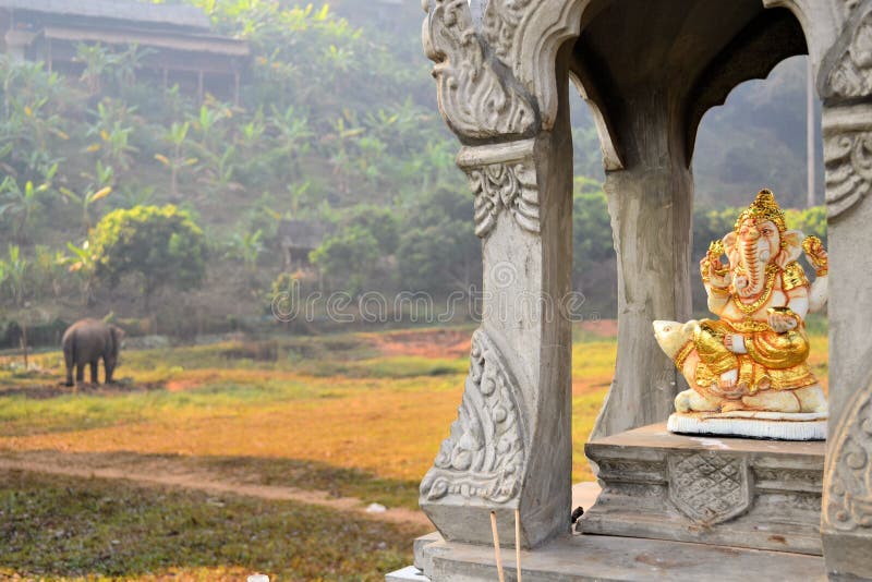 Estatua en santuario un elefante en en del Norte tailandia, es un hindi agente de mudanzas de obstáculos es un también en tailandia.