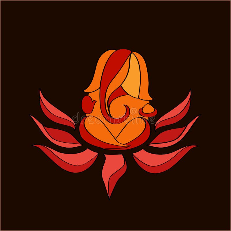 Ganesha sitting on lotus. vector illustration