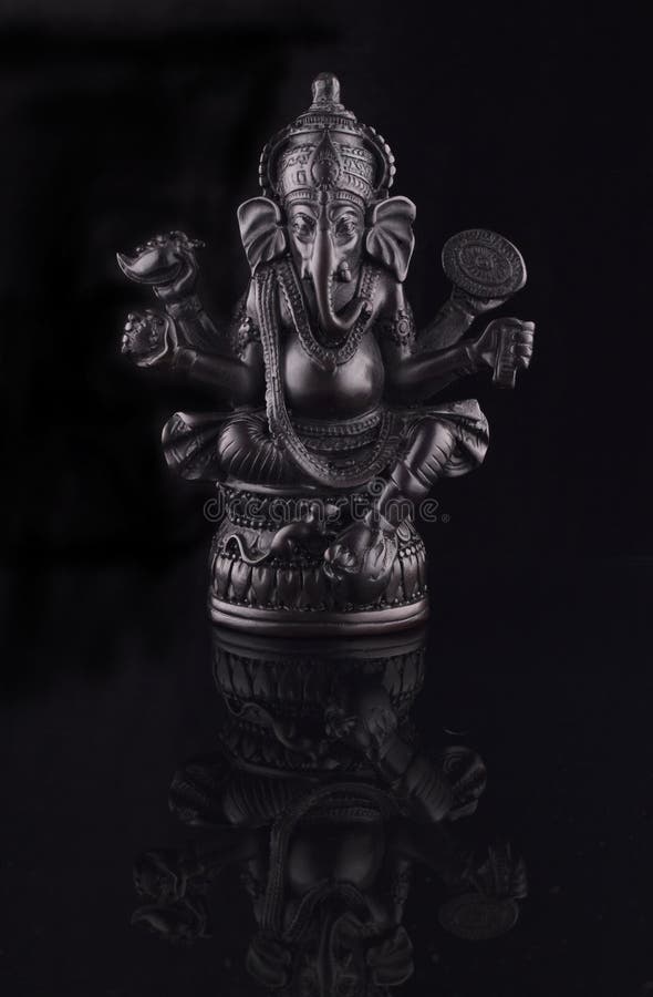 Ganesha Statue Lord of Success Isolated on Black Background Stock Image -  Image of harmony, decoration: 81450017