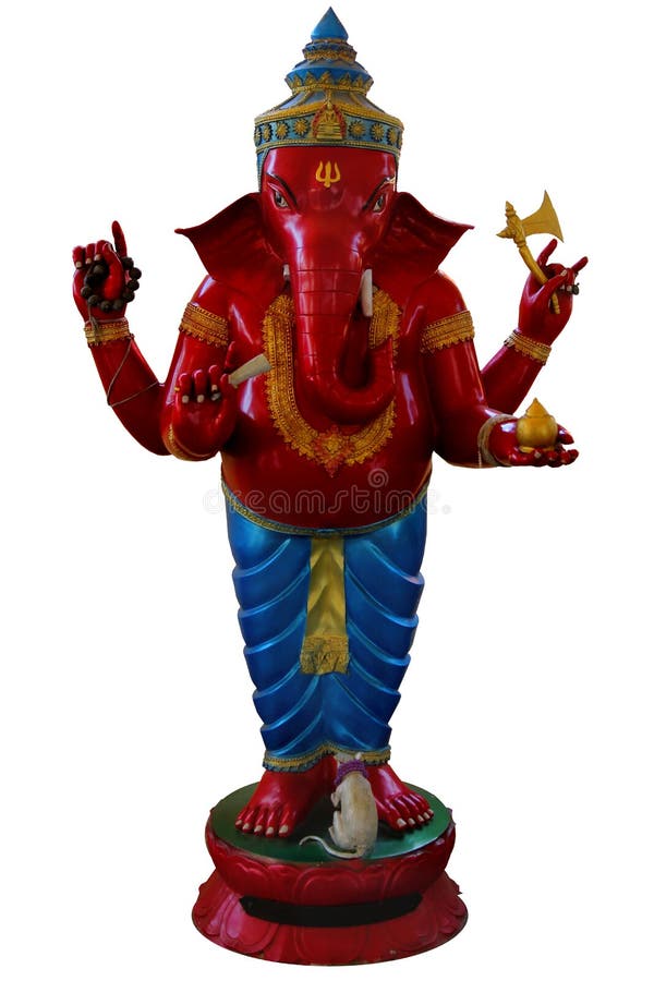 Ganesha Statue Stand Shape with Red Skin ,Lucky Legend of Ganesha, the  Elephant-headed Hindu God ,wear Red Green Blue Shape Cha Stock Image -  Image of holding, lucky: 151662271