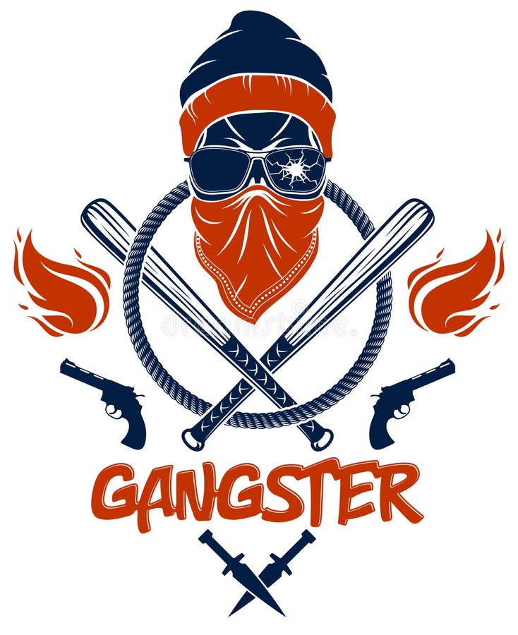 Gang Brutal Criminal Emblem or Logo with Aggressive Skull Baseball Bats ...