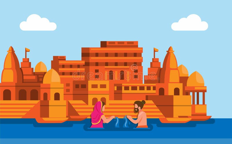 Varanasi Ghat Morning Over 42 RoyaltyFree Licensable Stock Illustrations   Drawings  Shutterstock
