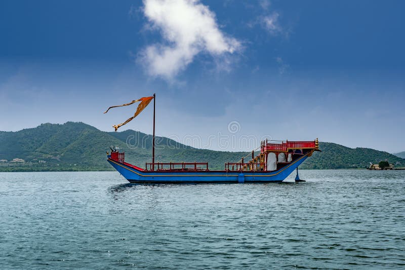 The Gangaur boat is an antique royal barge of the house of Mewar. Even today the barge  is used to transport guests to and fromfTaj Lake Palace Hotel, Udaipur, India. The Gangaur boat is an antique royal barge of the house of Mewar. Even today the barge  is used to transport guests to and fromfTaj Lake Palace Hotel, Udaipur, India