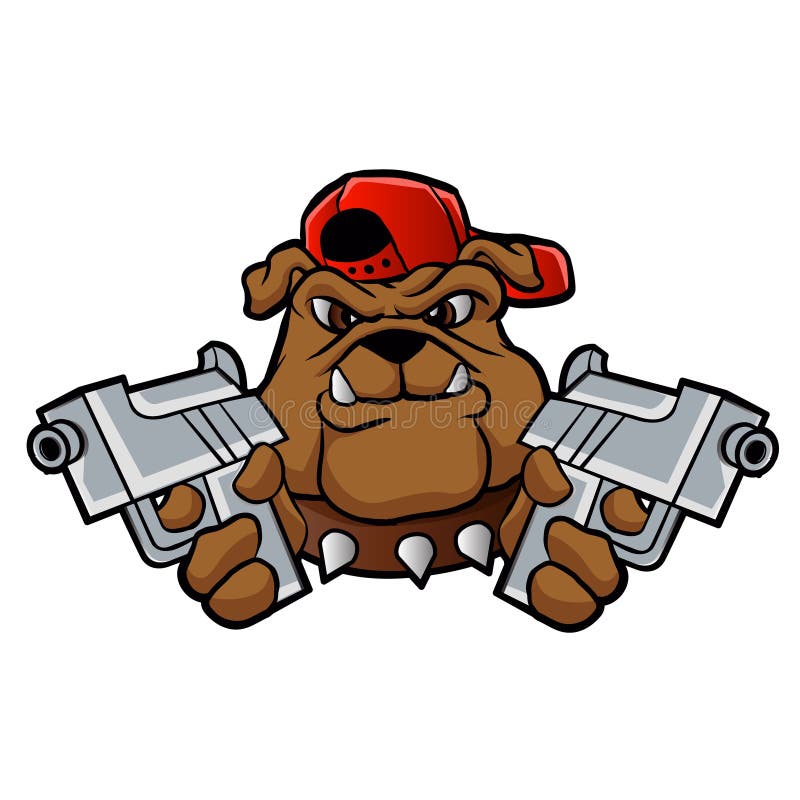 Gangster bulldog with pistols