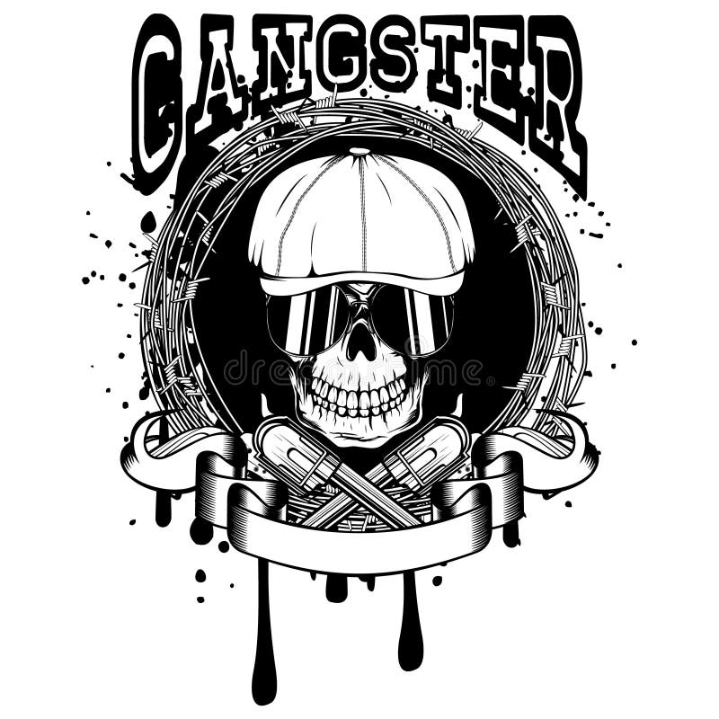 Skull in hat gangster stock vector. Illustration of dark - 24333047