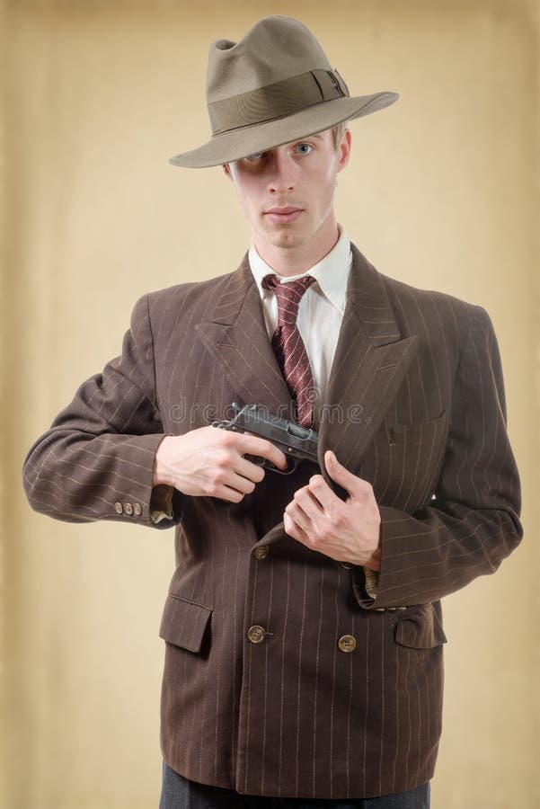 Gangster in a Suit Vintage, with Handgun Stock Photo - Image of mafia ...