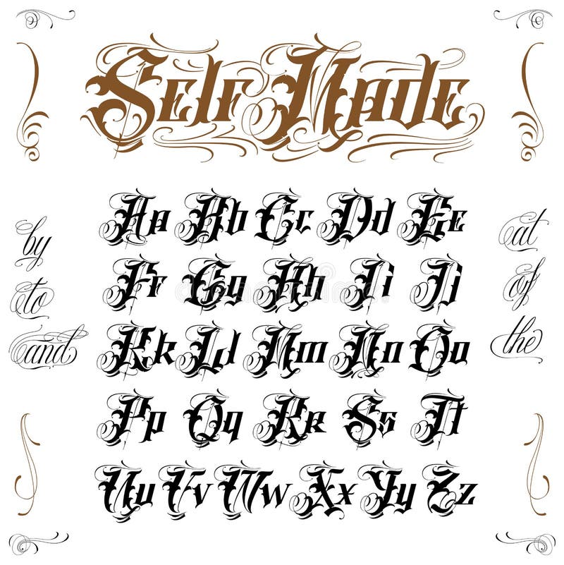 Black tattoo font set stock vector. Illustration of letterhead - 137199850