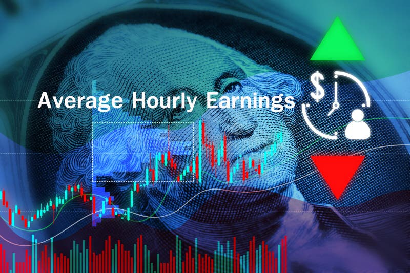 Average Hourly Earnings on Bill Dollar Background. business communications. Average Hourly Earnings on Bill Dollar Background. business communications.