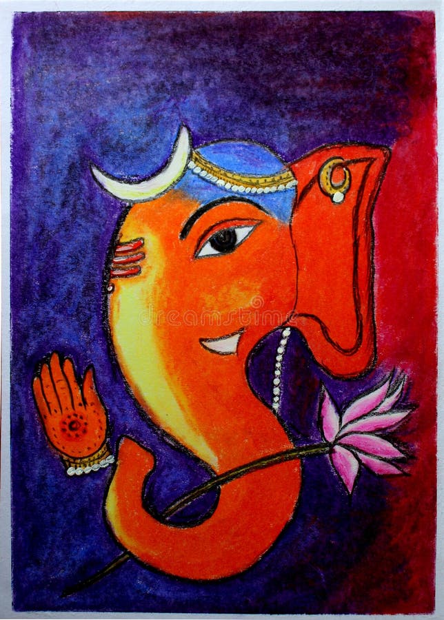 Lord Ganesh abstract white canvas acrylic color handmade painting –  Amrutaartpositivityforyou