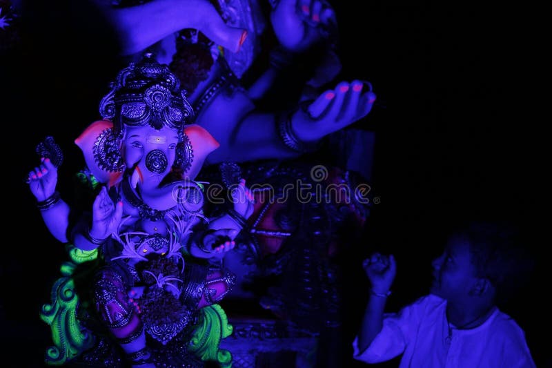 Ganpatifestival in Surat bij nacht royalty-vrije stock fotografie Ganpatifestival in Surat bij nacht royalty-vrije stock fotografie