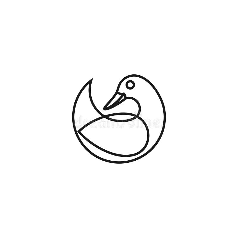 Gansschwan-Vogellogo. Linie Kunstart lizenzfreie abbildung