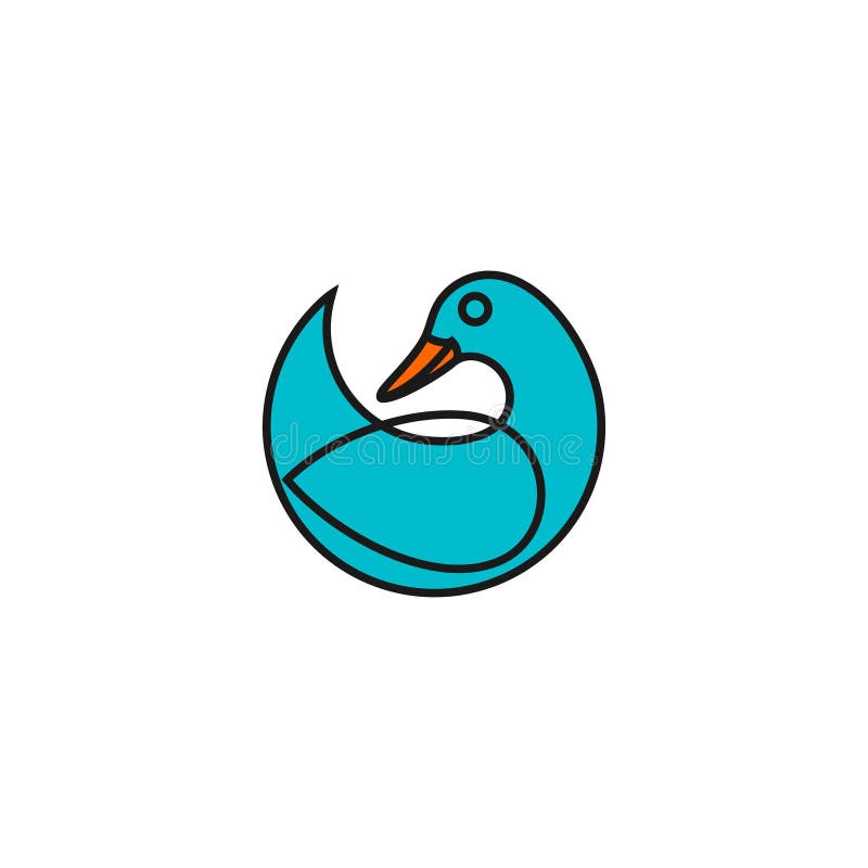 Gansschwan-Vogellogo. Linie Kunstart vektor abbildung