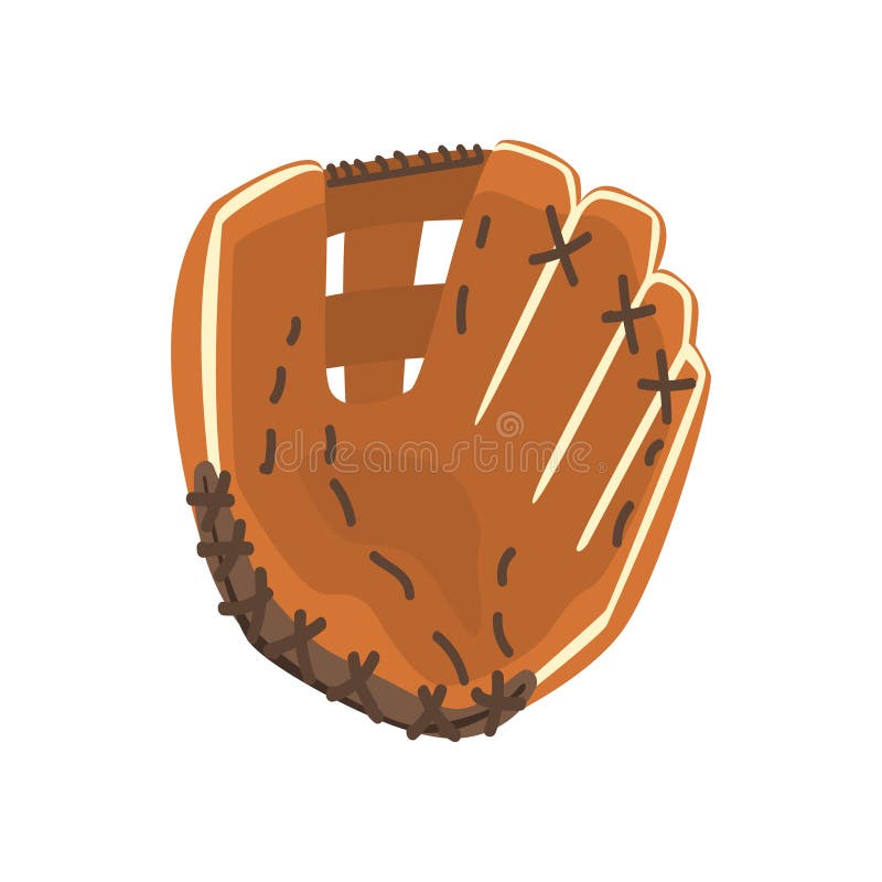 Catcher Leather Glove, Part Of Baseball Player Ammunition And Equipment Set Isolated Objects. Cartoon Realistic Sport Related Item Vector Illustration. Catcher Leather Glove, Part Of Baseball Player Ammunition And Equipment Set Isolated Objects. Cartoon Realistic Sport Related Item Vector Illustration