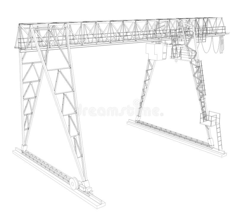 Gantry bridge crane stock illustration. Illustration of draft 49703758