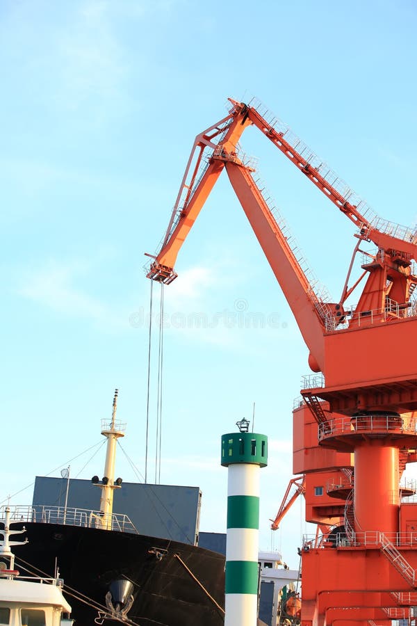 Gantry crane and ship stock photo. Image of heavy, construction 177324712