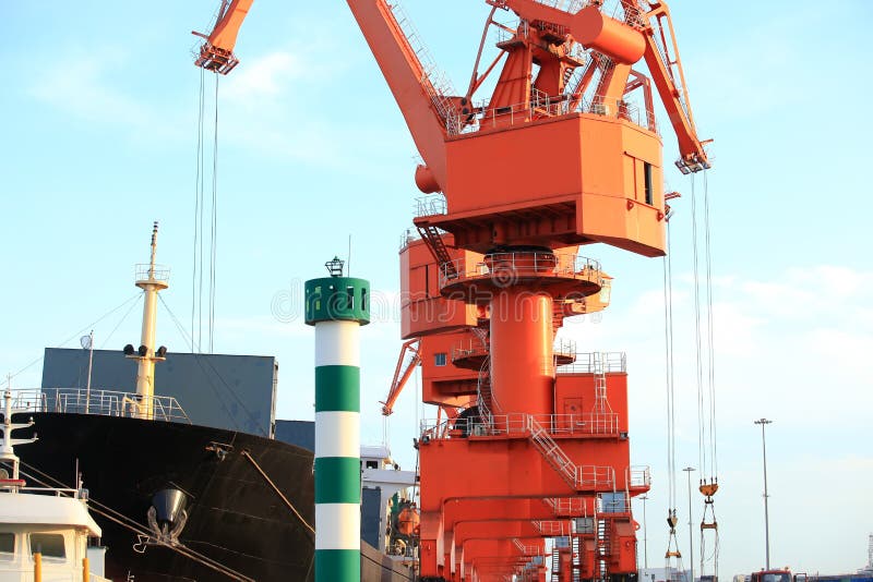 Gantry crane and ship stock image. Image of industry 177325105