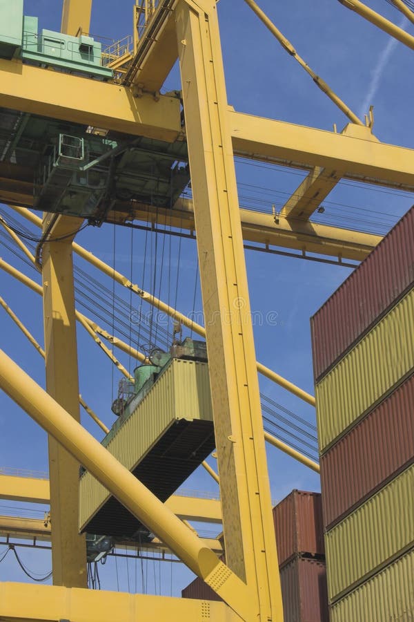 Gantry cranes loading containers